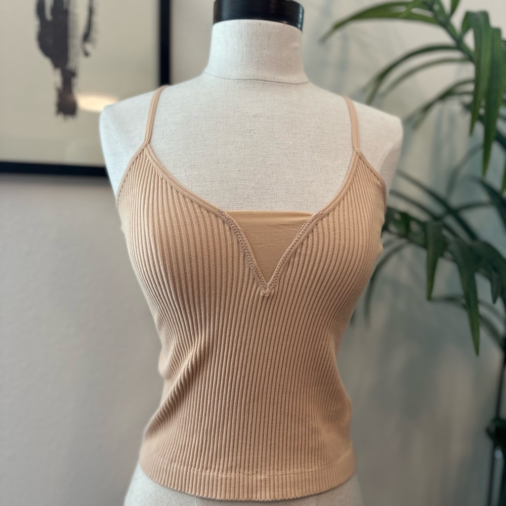 Tan Ribbed Women's Top Cami
